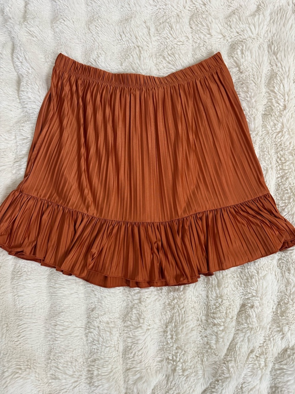 Zara Pleated Ruffle Mini Skirt in Rust Terracotta Size Large - Picture 2 of 6